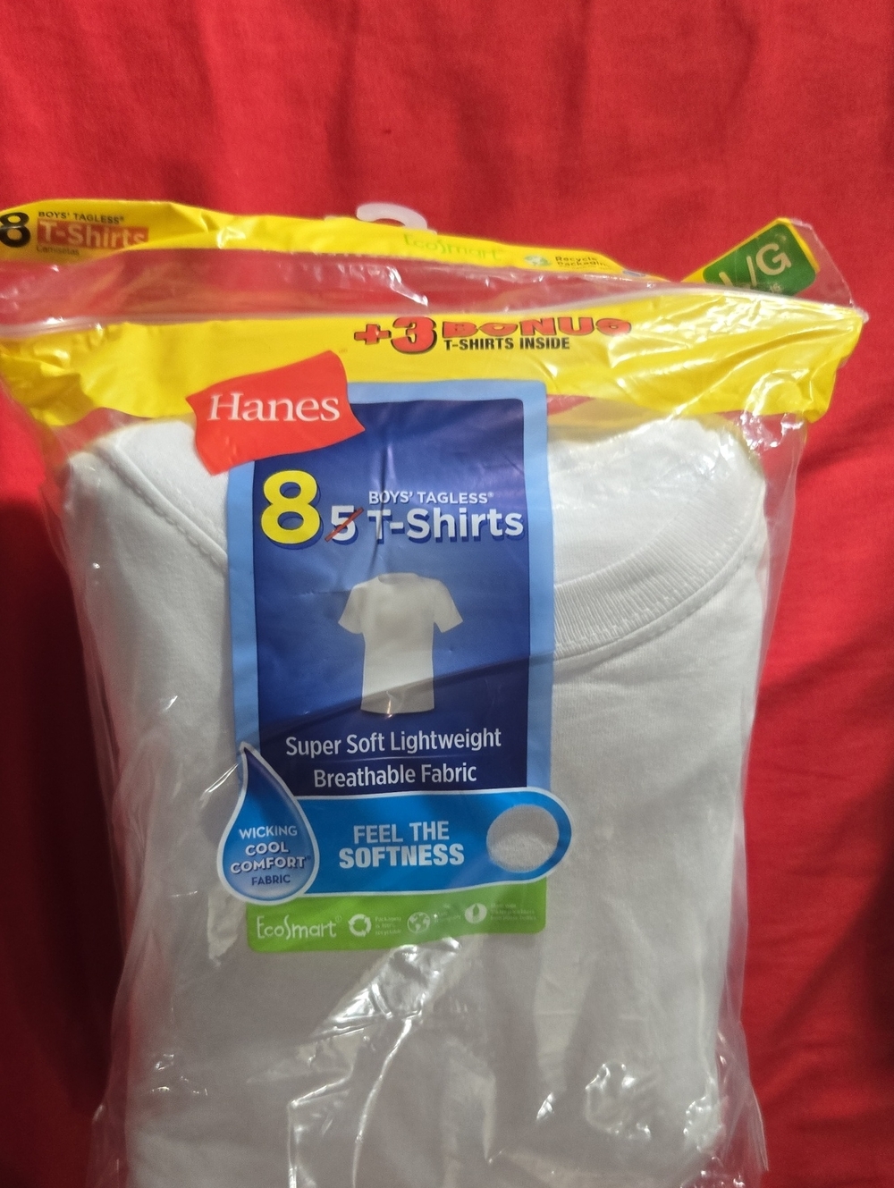 Hanes White Boys' Tagless Short Sleeve T-Shirts - Pack of 8